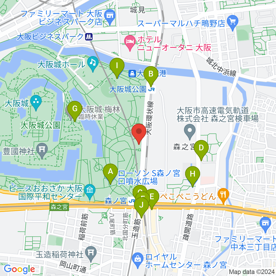 クールジャパンパーク大阪周辺のコンビニエンスストア一覧地図