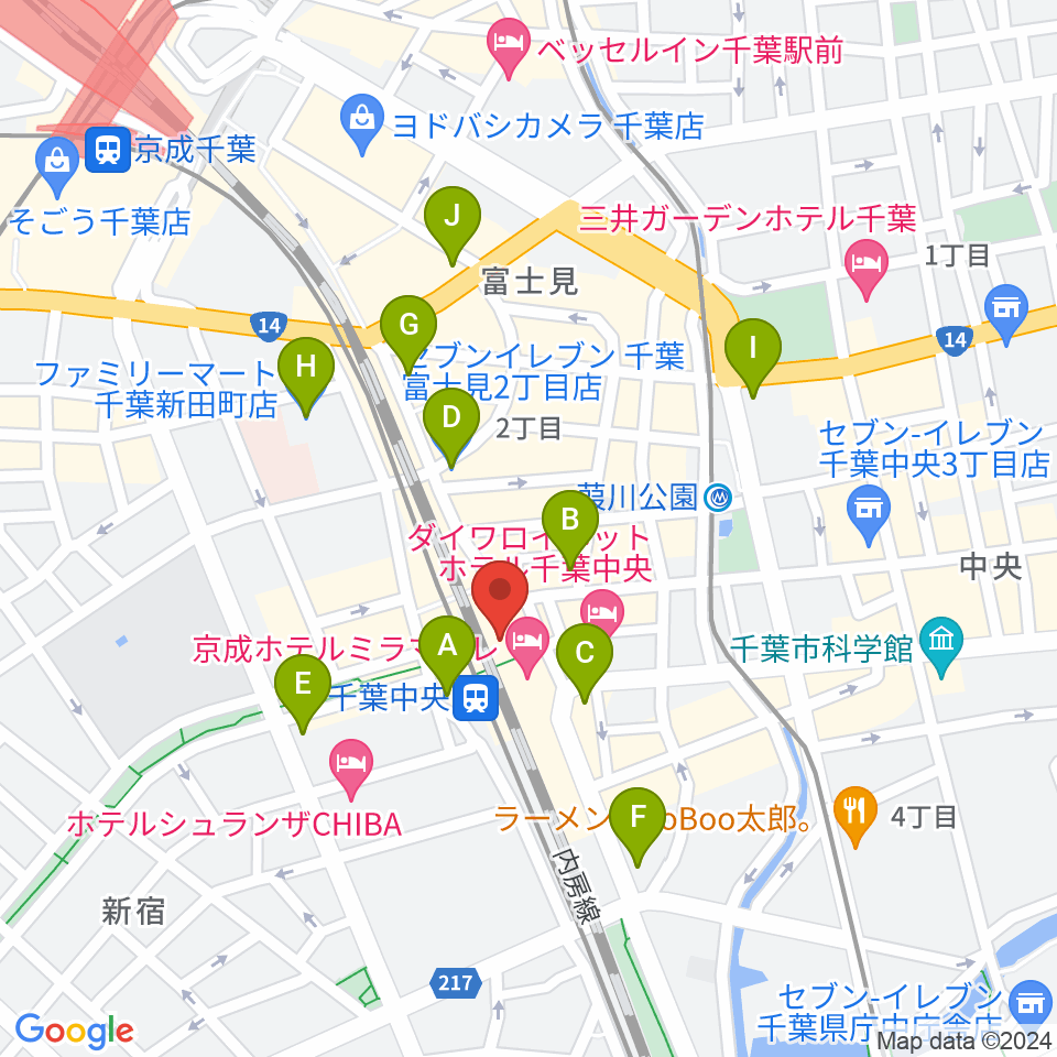 京成ローザ10周辺のコンビニエンスストア一覧地図