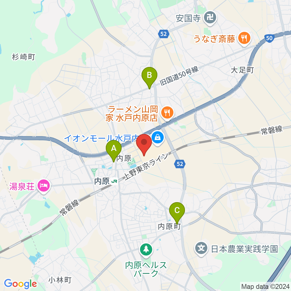 TOHOシネマズ水戸内原周辺のコンビニエンスストア一覧地図