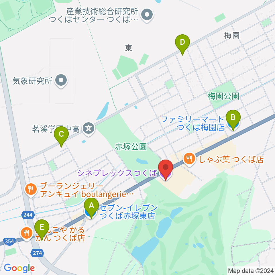 シネプレックスつくば周辺のコンビニエンスストア一覧地図