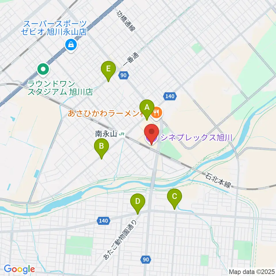 シネプレックス旭川周辺のコンビニエンスストア一覧地図