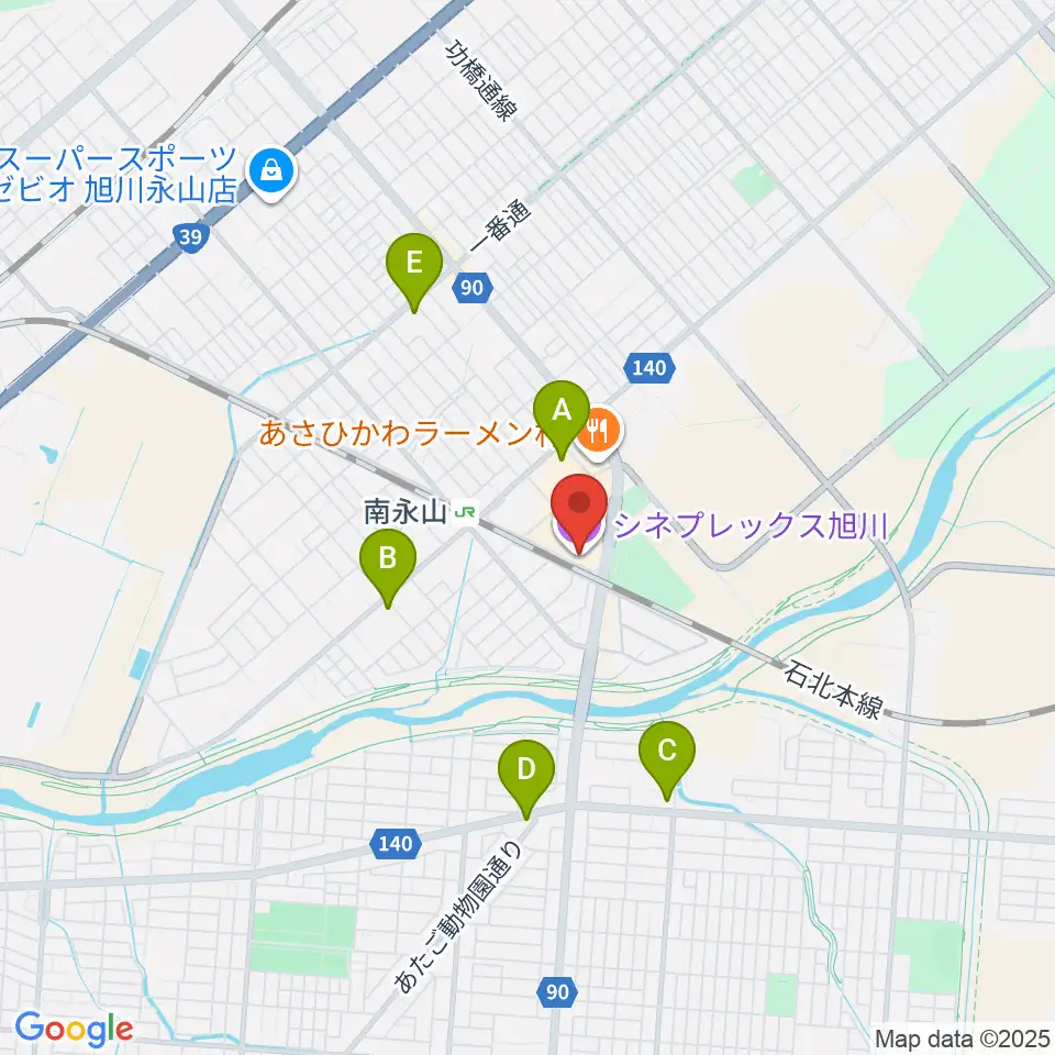 シネプレックス旭川周辺のコンビニエンスストア一覧地図