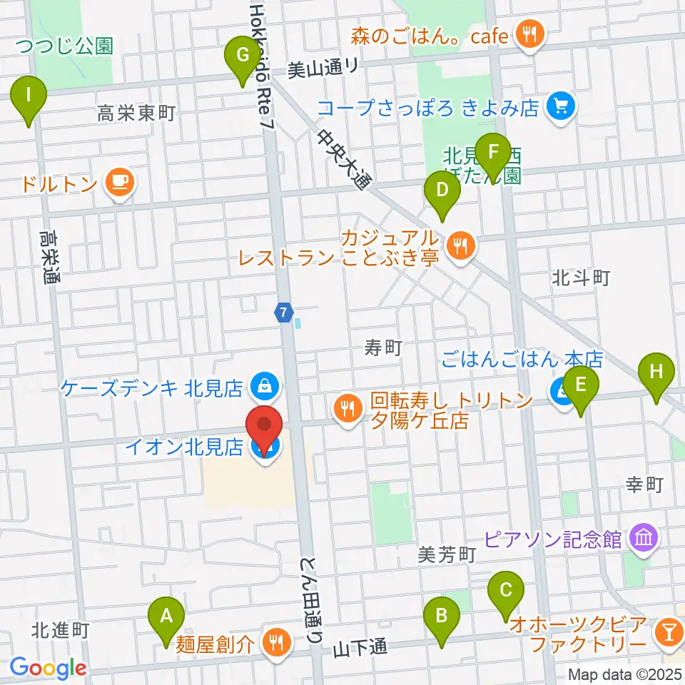 イオンシネマ北見周辺のコンビニエンスストア一覧地図