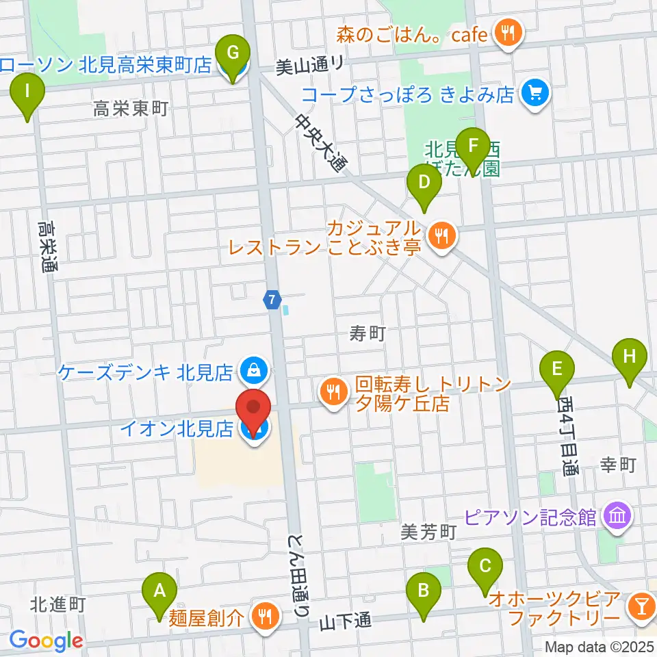 イオンシネマ北見周辺のコンビニエンスストア一覧地図