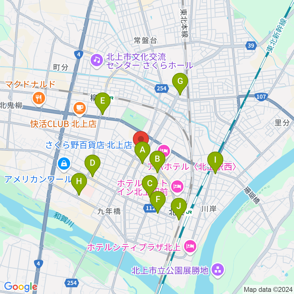 イオンシネマ北上周辺のコンビニエンスストア一覧地図