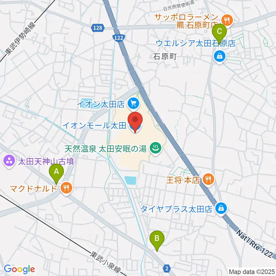 イオンシネマ太田周辺のコンビニエンスストア一覧地図