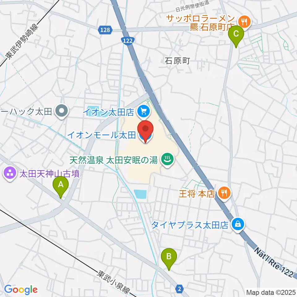 イオンシネマ太田周辺のコンビニエンスストア一覧地図