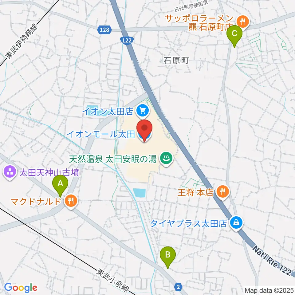 イオンシネマ太田周辺のコンビニエンスストア一覧地図