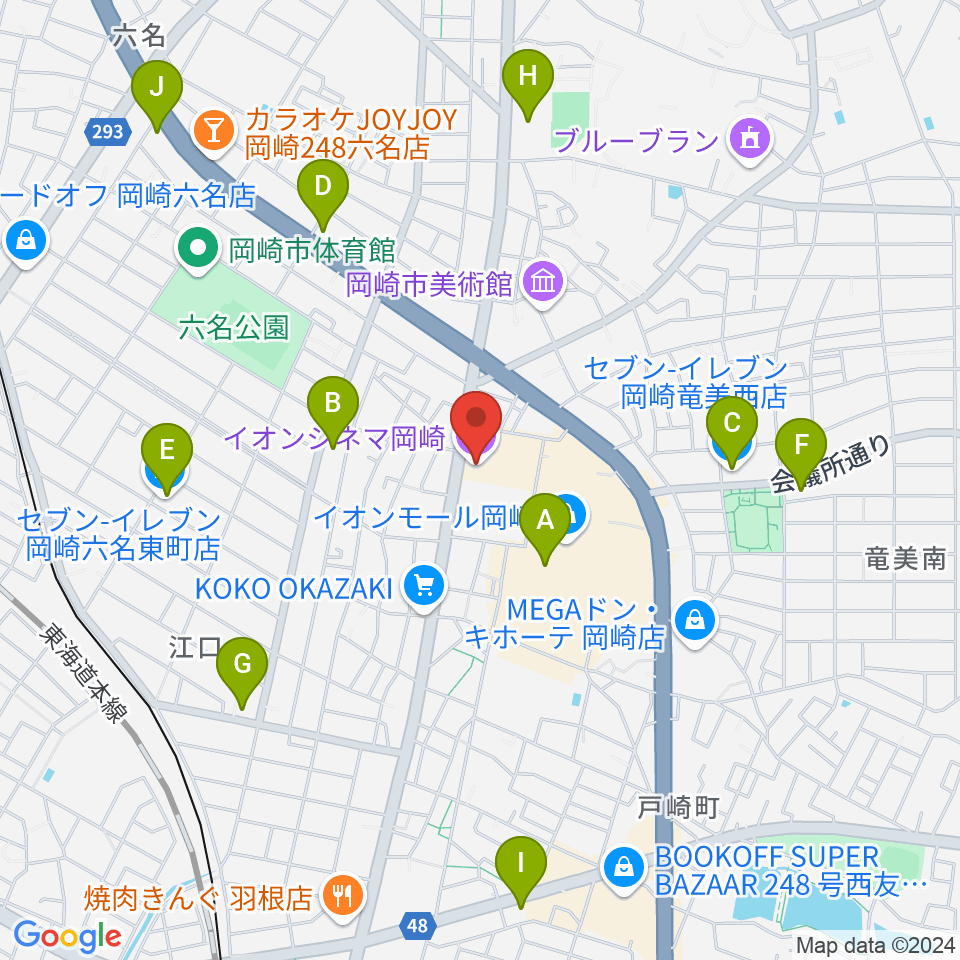 イオンシネマ岡崎周辺のコンビニエンスストア一覧地図