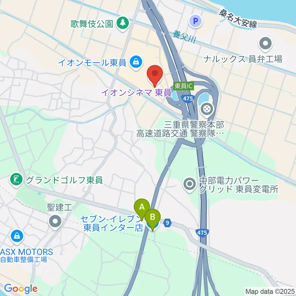 イオンシネマ東員周辺のコンビニエンスストア一覧地図