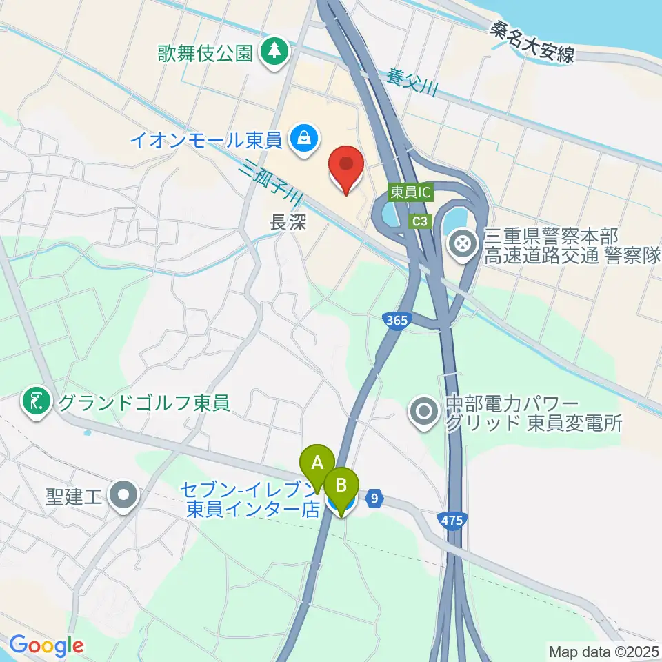 イオンシネマ東員周辺のコンビニエンスストア一覧地図