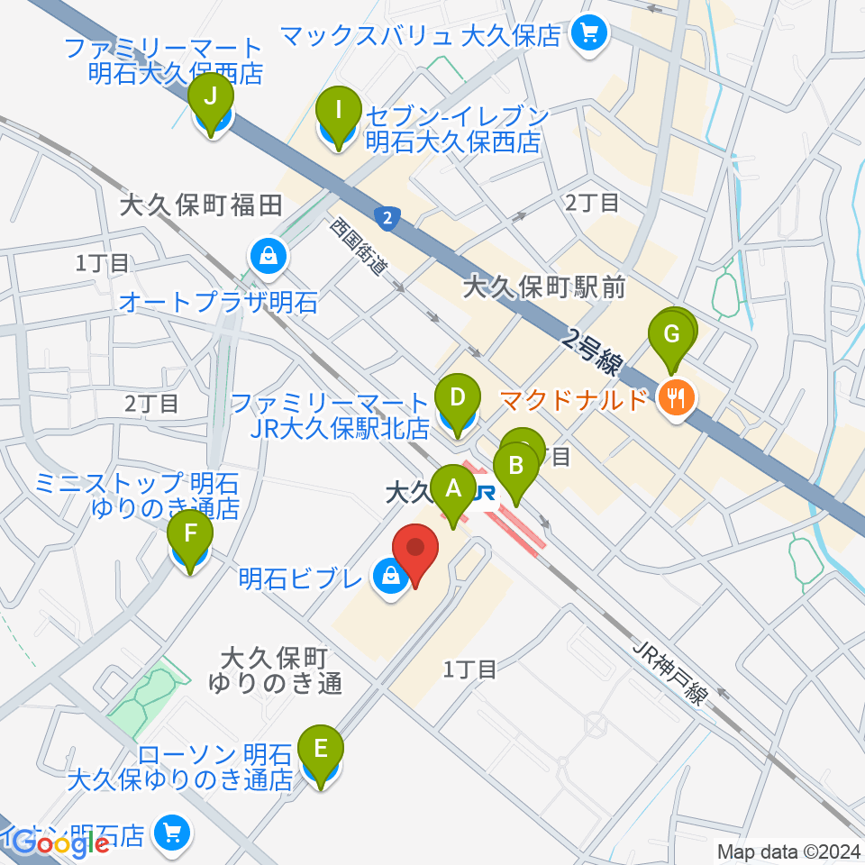 イオンシネマ明石周辺のコンビニエンスストア一覧地図