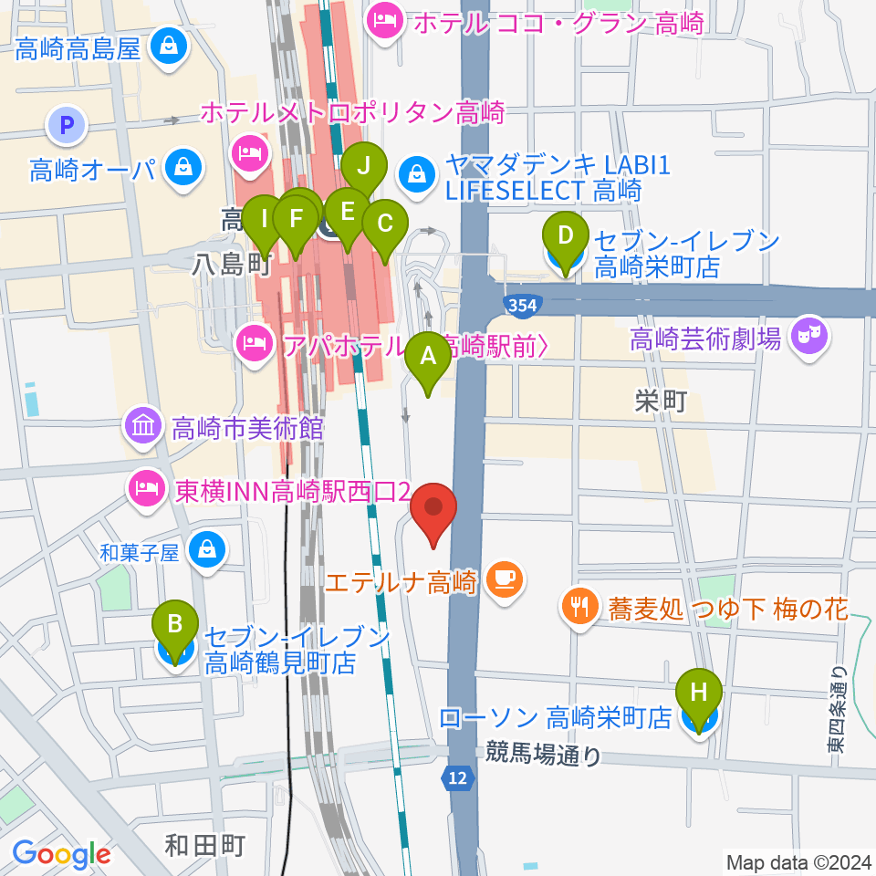 109シネマズ高崎周辺のコンビニエンスストア一覧地図