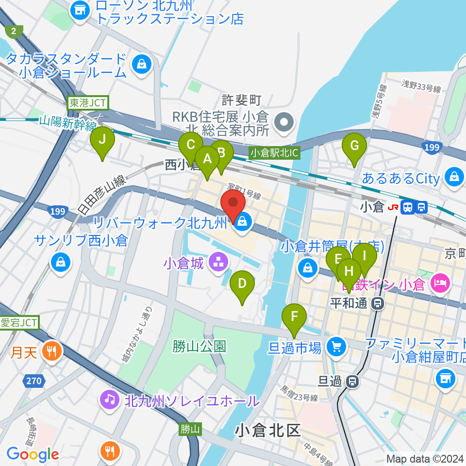 T・ジョイ リバーウォーク北九州周辺のコンビニエンスストア一覧地図