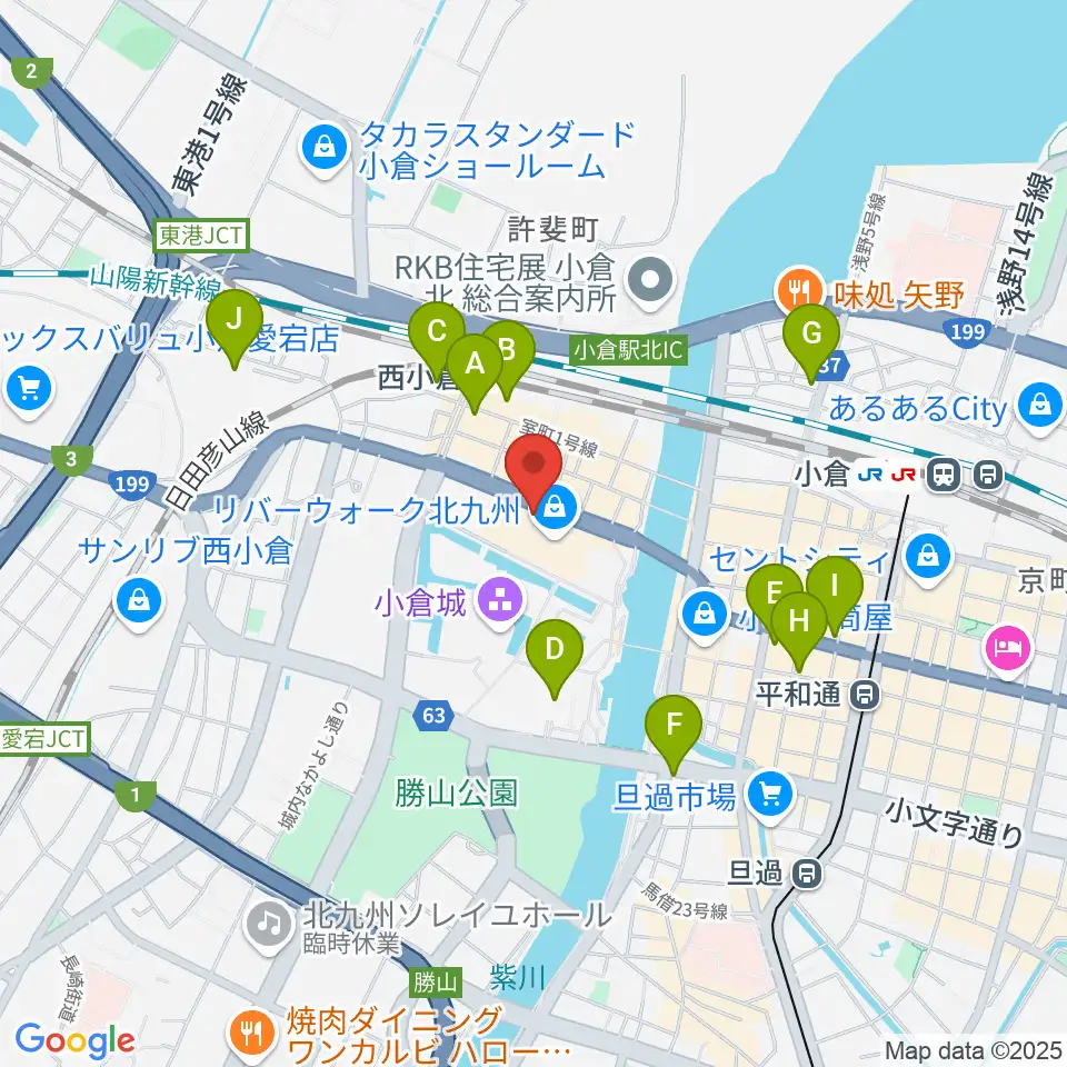 T・ジョイ リバーウォーク北九州周辺のコンビニエンスストア一覧地図