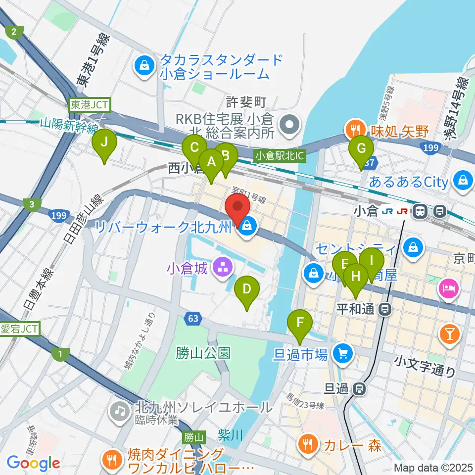 T・ジョイ リバーウォーク北九州周辺のコンビニエンスストア一覧地図