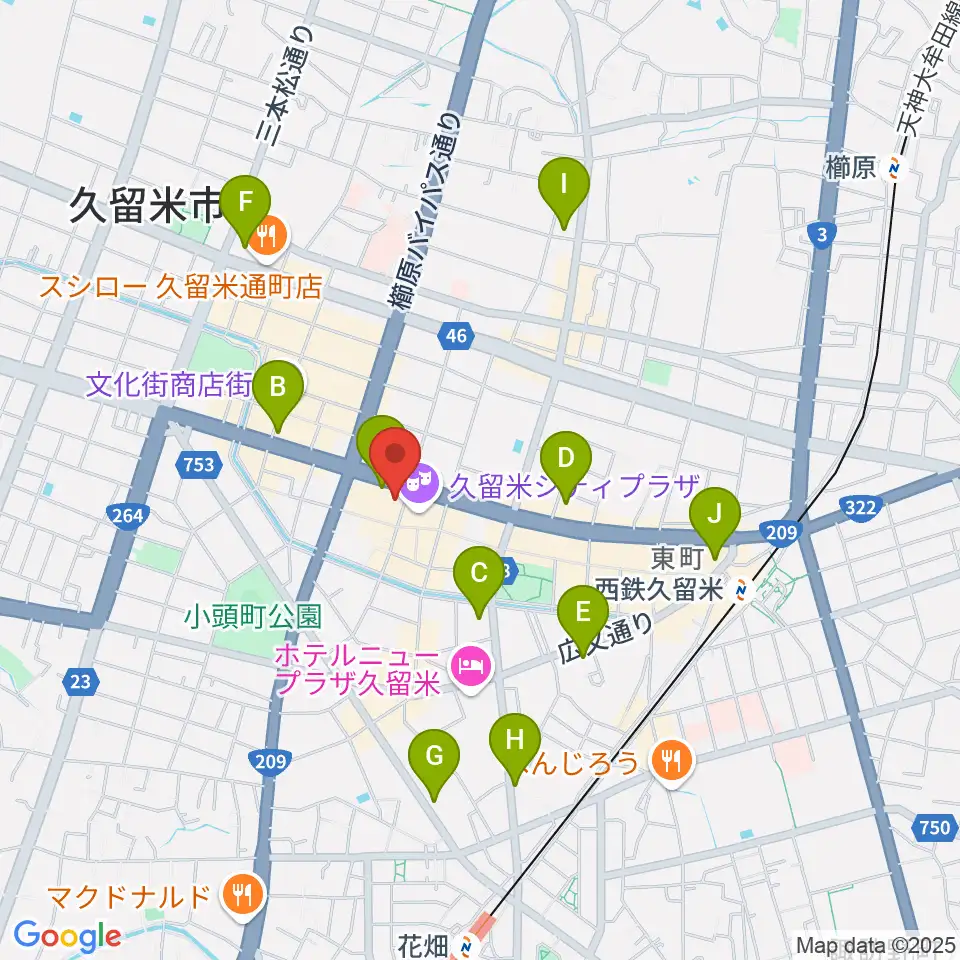 小川楽器 久留米シティプラザ店周辺のコンビニエンスストア一覧地図