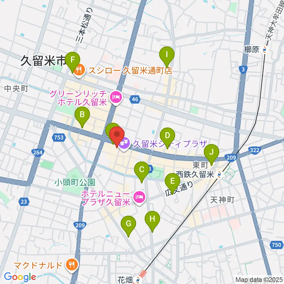 小川楽器 久留米シティプラザ店周辺のコンビニエンスストア一覧地図