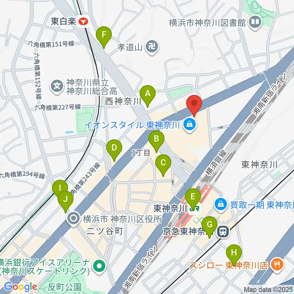 横浜市神奈川公会堂周辺のコンビニエンスストア一覧地図