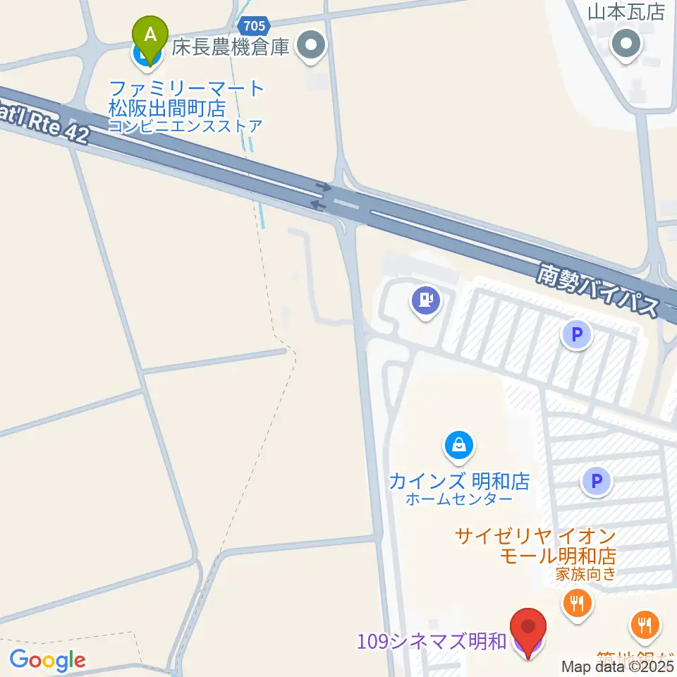 109シネマズ明和周辺のコンビニエンスストア一覧地図