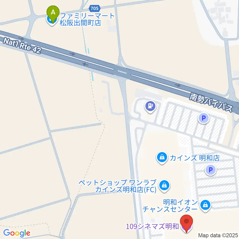 109シネマズ明和周辺のコンビニエンスストア一覧地図