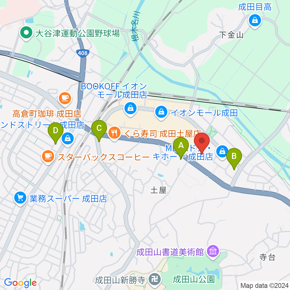 成田HUMAXシネマズ周辺のコンビニエンスストア一覧地図