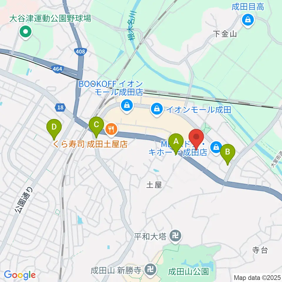 成田HUMAXシネマズ周辺のコンビニエンスストア一覧地図
