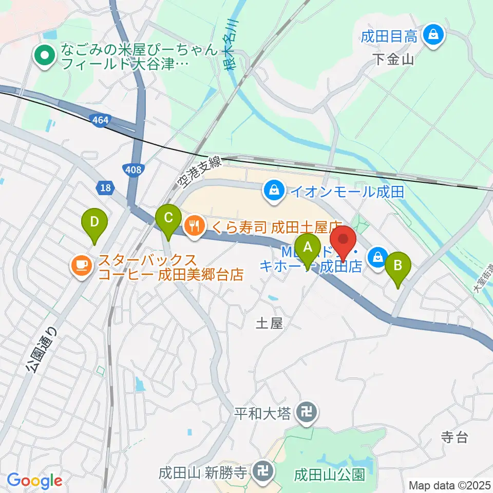 成田HUMAXシネマズ周辺のコンビニエンスストア一覧地図