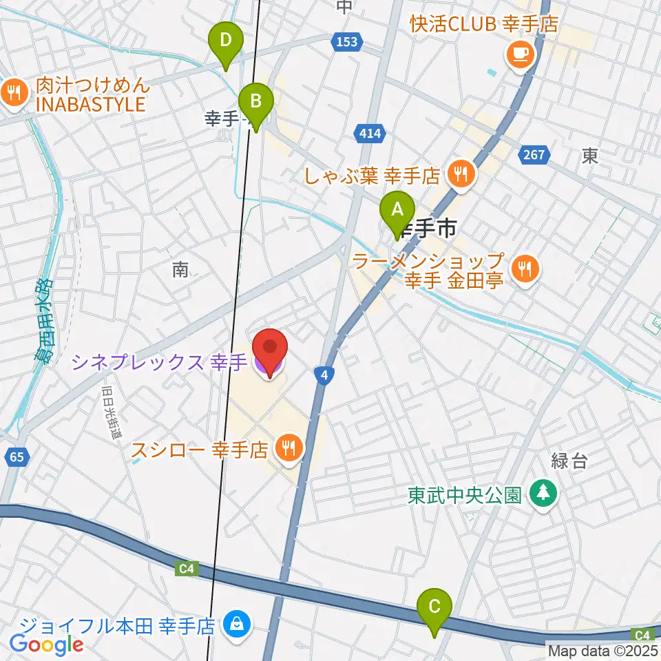シネプレックス幸手周辺のコンビニエンスストア一覧地図