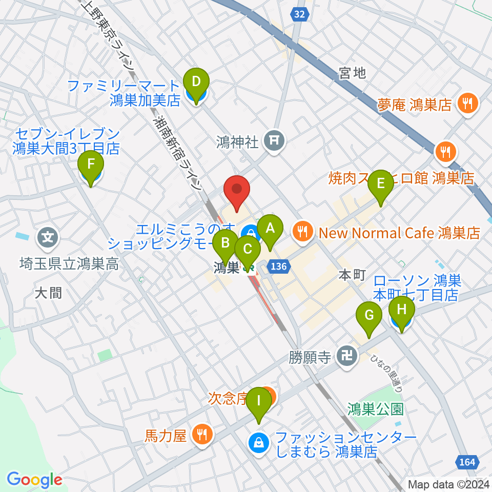 こうのすシネマ周辺のコンビニエンスストア一覧地図