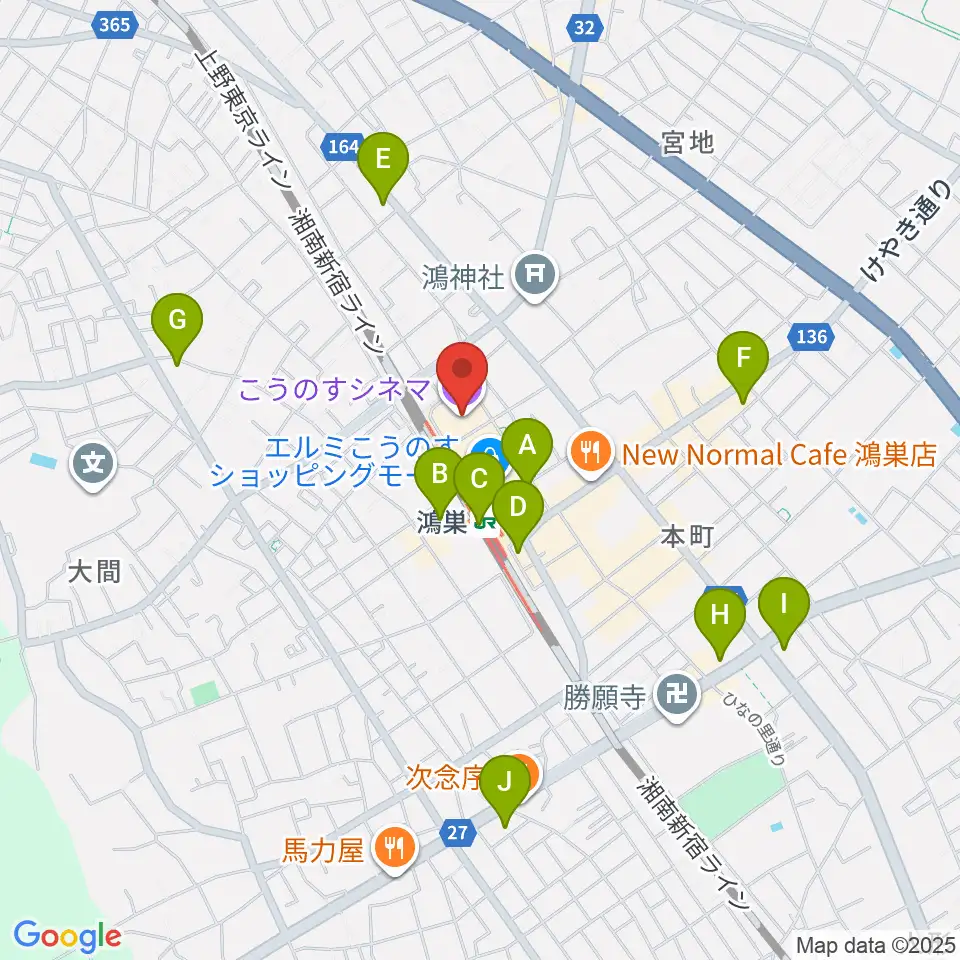 こうのすシネマ周辺のコンビニエンスストア一覧地図