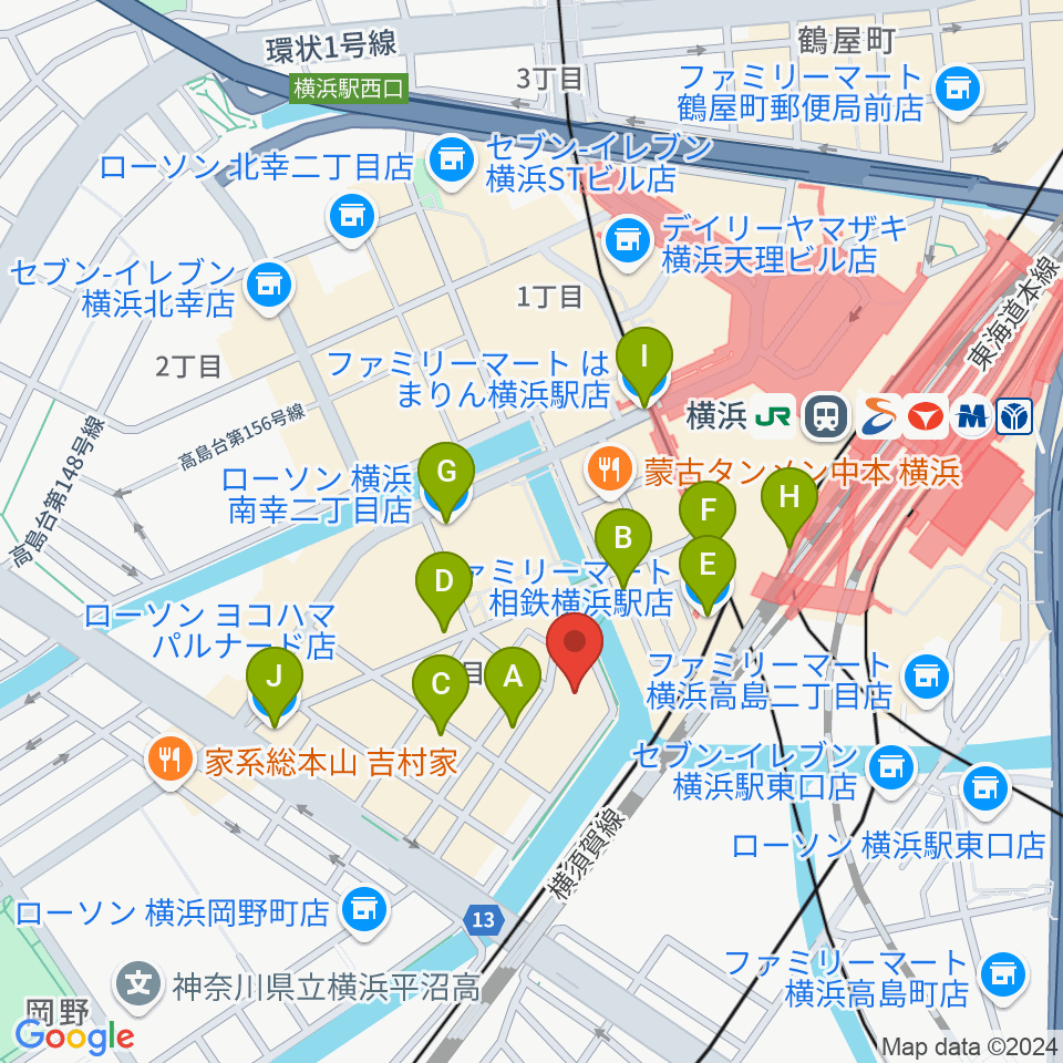 ムービル周辺のコンビニエンスストア一覧地図