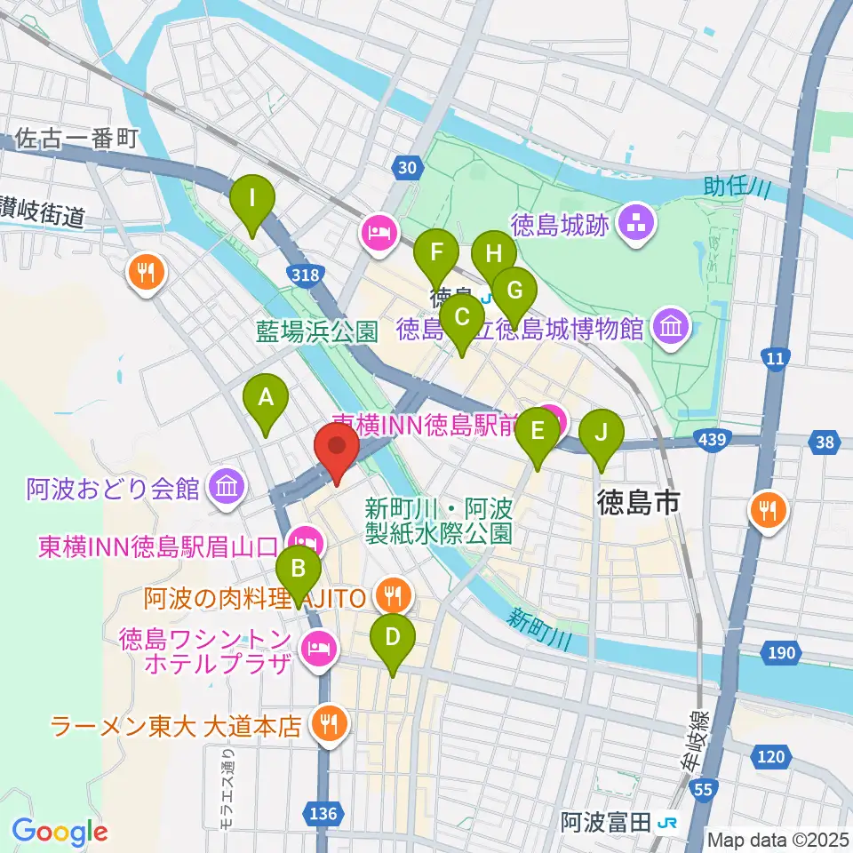 徳島ufotable CINEMA周辺のコンビニエンスストア一覧地図