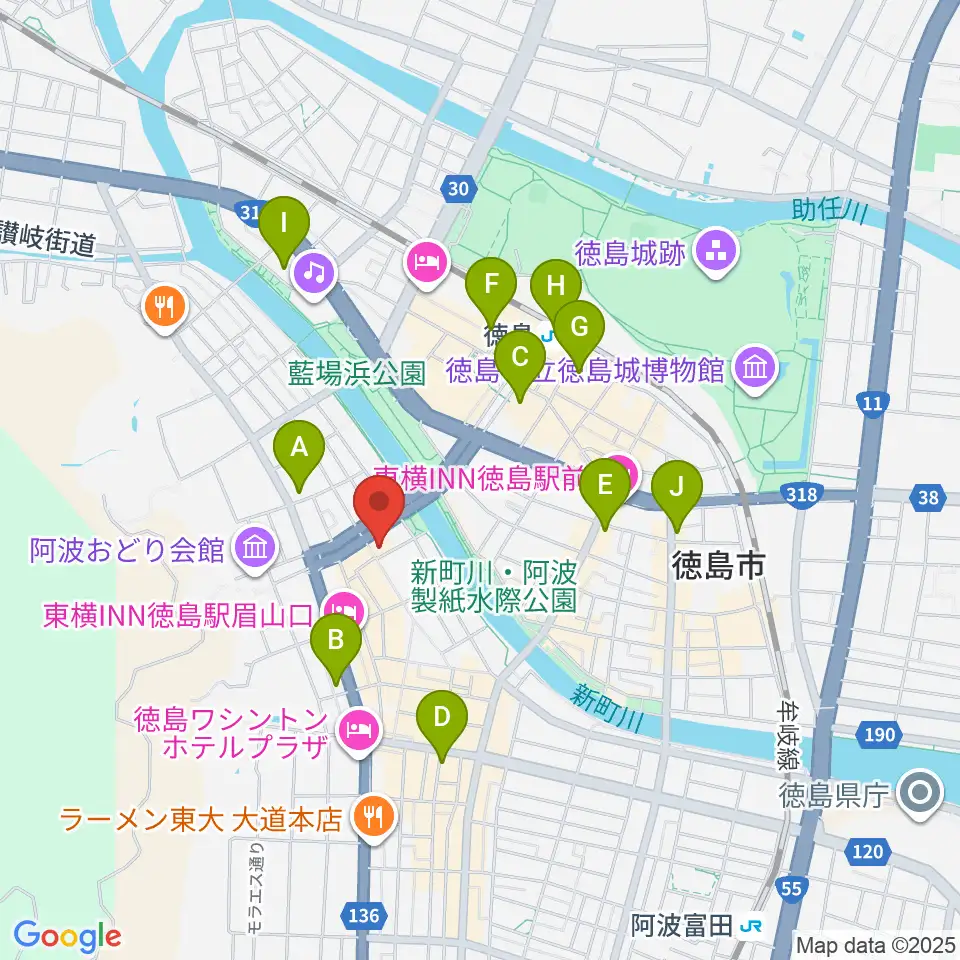 徳島ufotable CINEMA周辺のコンビニエンスストア一覧地図