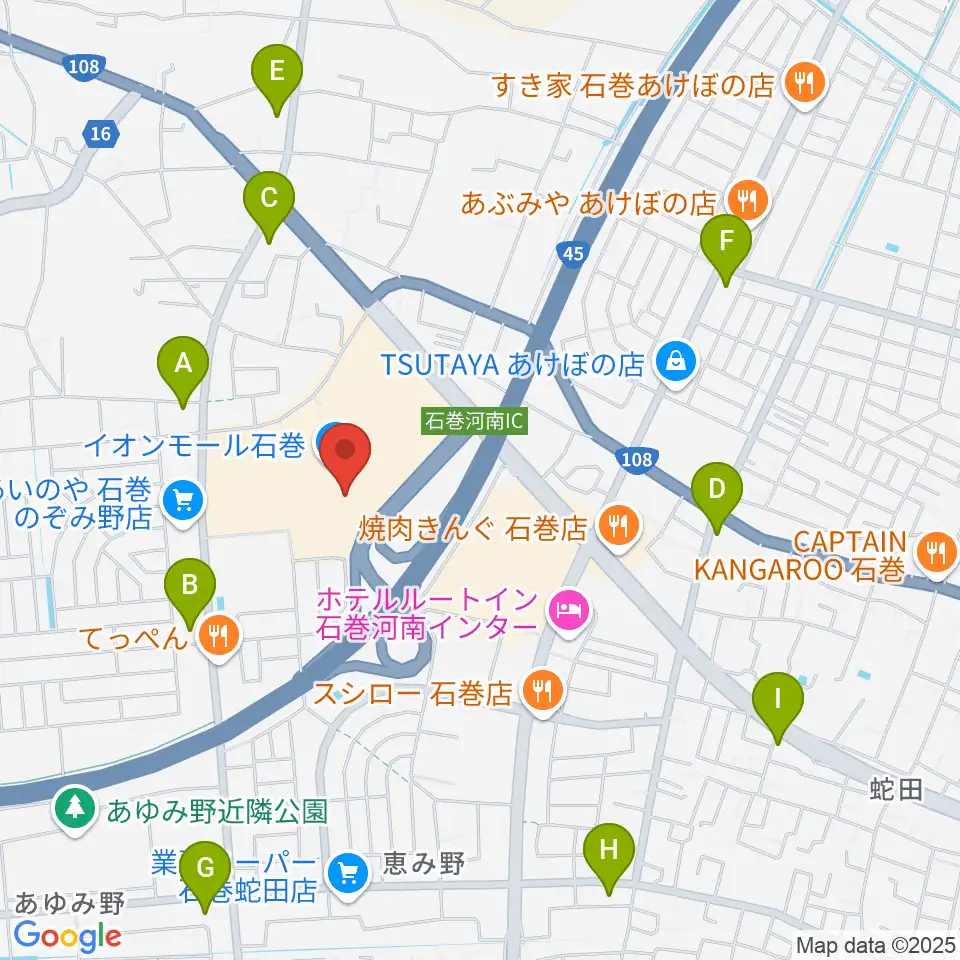 イオンシネマ石巻周辺のコンビニエンスストア一覧地図