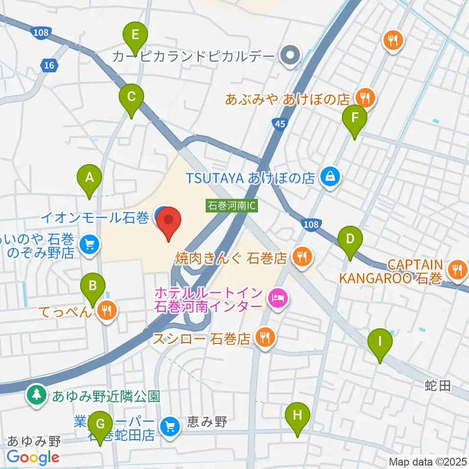 イオンシネマ石巻周辺のコンビニエンスストア一覧地図
