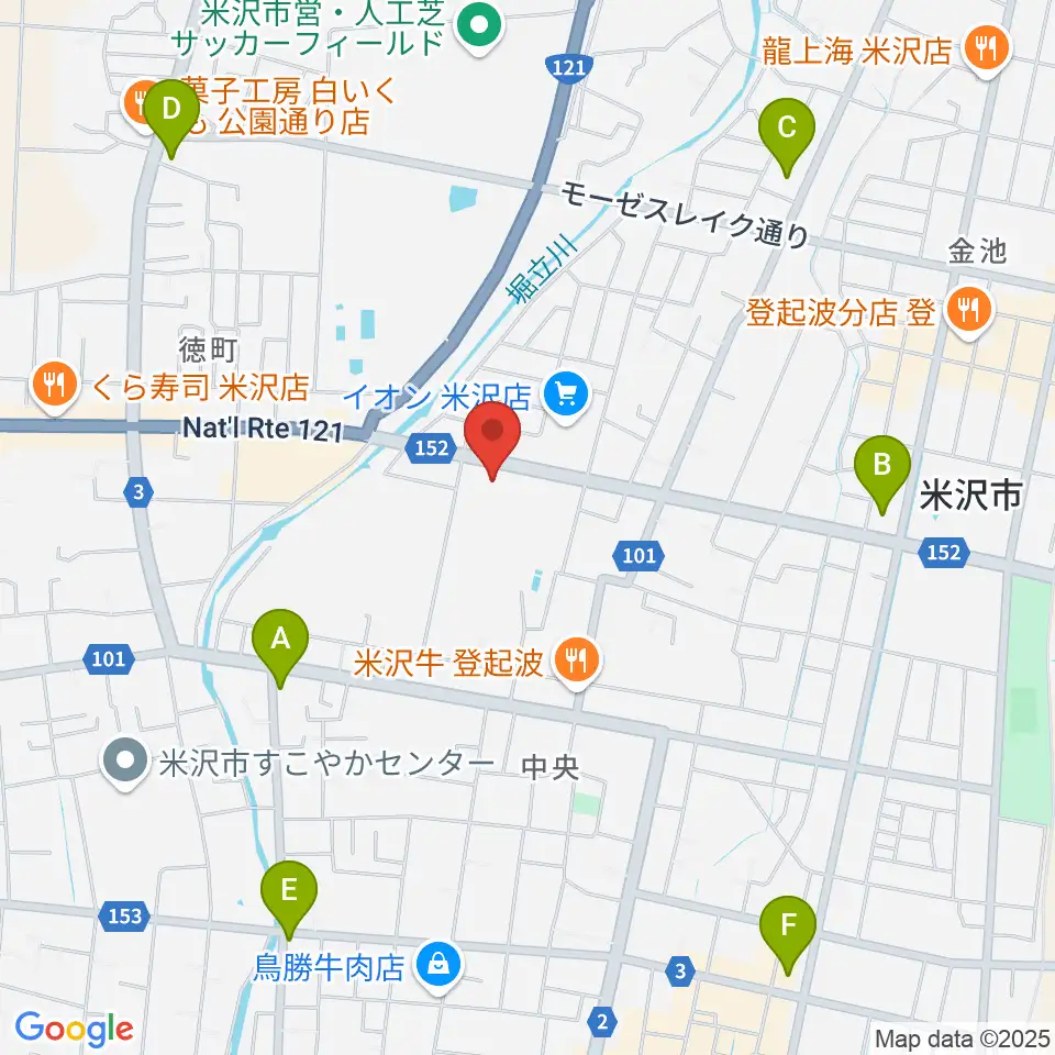 イオンシネマ米沢周辺のコンビニエンスストア一覧地図