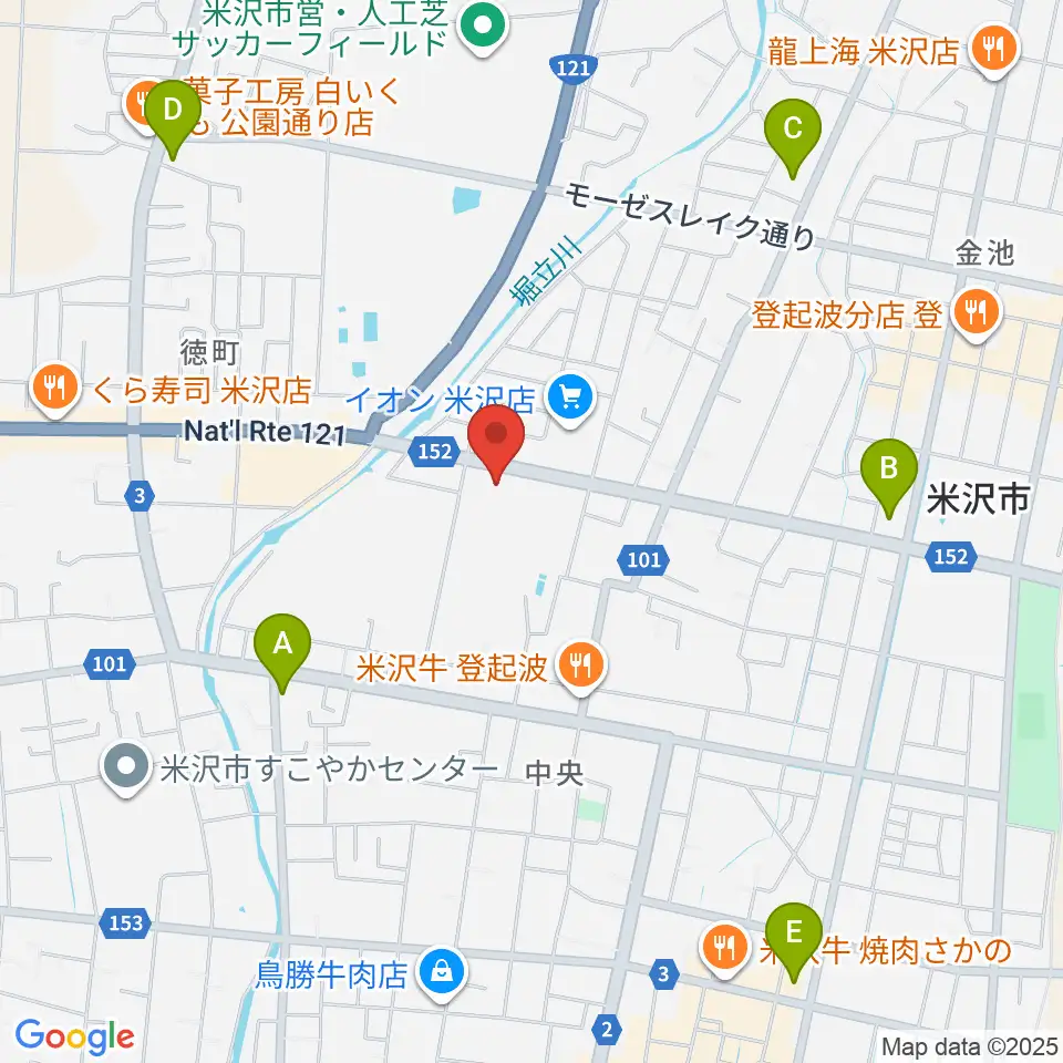 イオンシネマ米沢周辺のコンビニエンスストア一覧地図