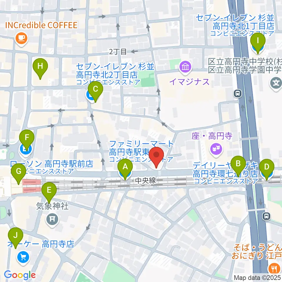 P.I.G.スタジオ周辺のコンビニエンスストア一覧地図