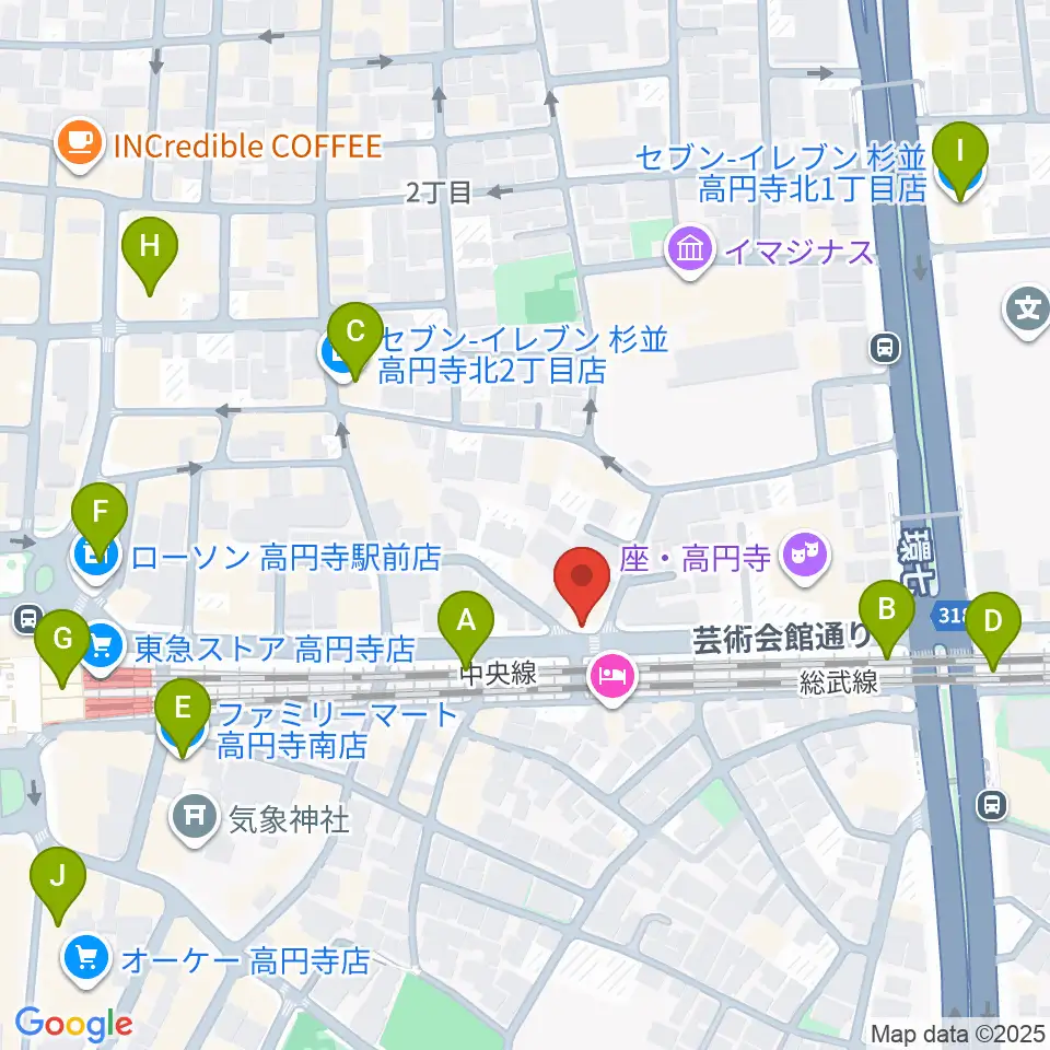 P.I.G.スタジオ周辺のコンビニエンスストア一覧地図