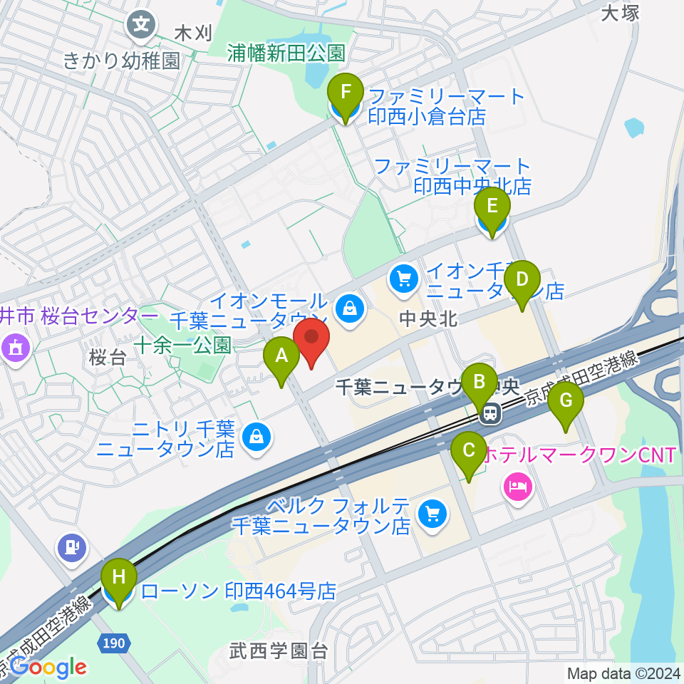 イオンシネマ千葉ニュータウン周辺のコンビニエンスストア一覧地図