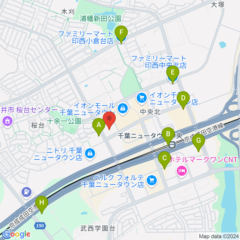 イオンシネマ千葉ニュータウン周辺のコンビニエンスストア一覧地図