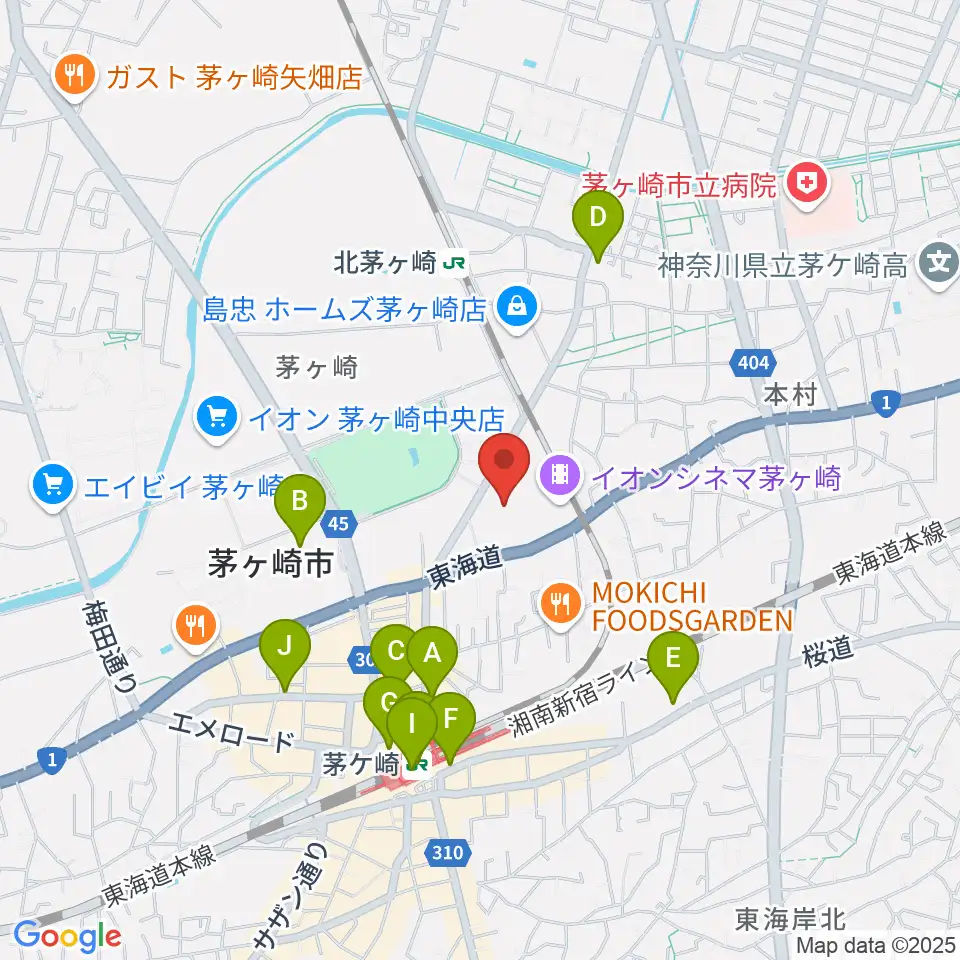 イオンシネマ茅ヶ崎周辺のコンビニエンスストア一覧地図