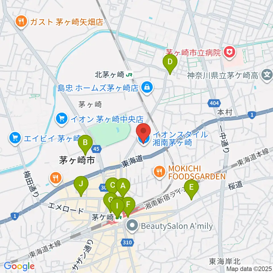 イオンシネマ茅ヶ崎周辺のコンビニエンスストア一覧地図