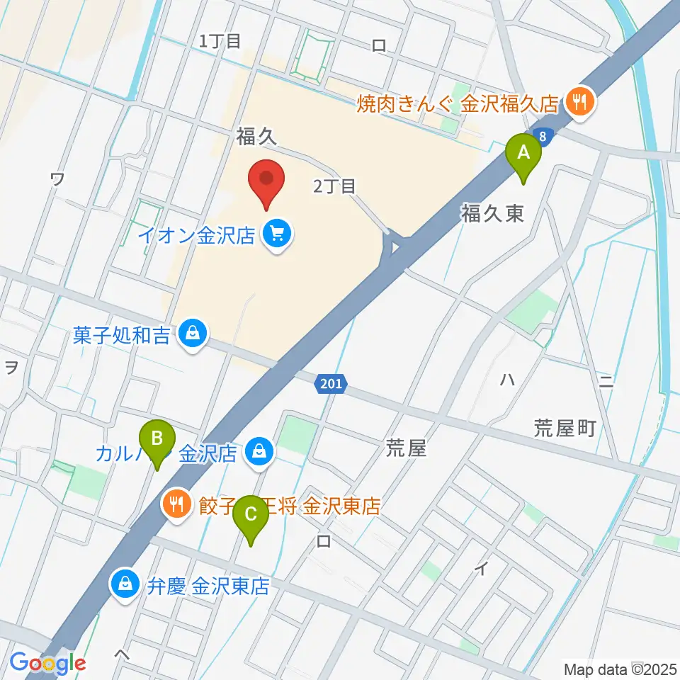 イオンシネマ金沢周辺のコンビニエンスストア一覧地図