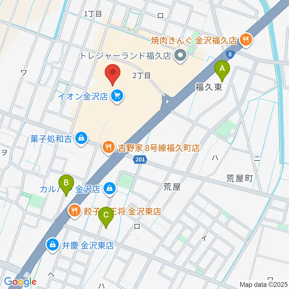 イオンシネマ金沢周辺のコンビニエンスストア一覧地図