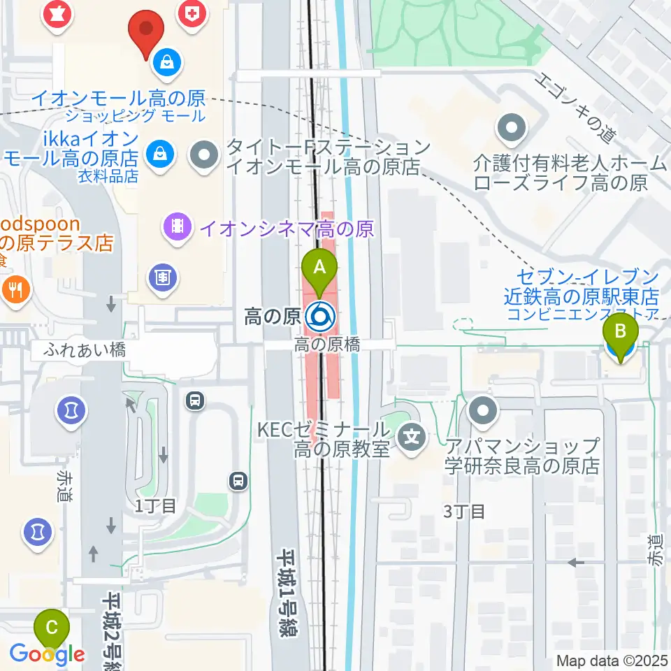イオンシネマ高の原周辺のコンビニエンスストア一覧地図