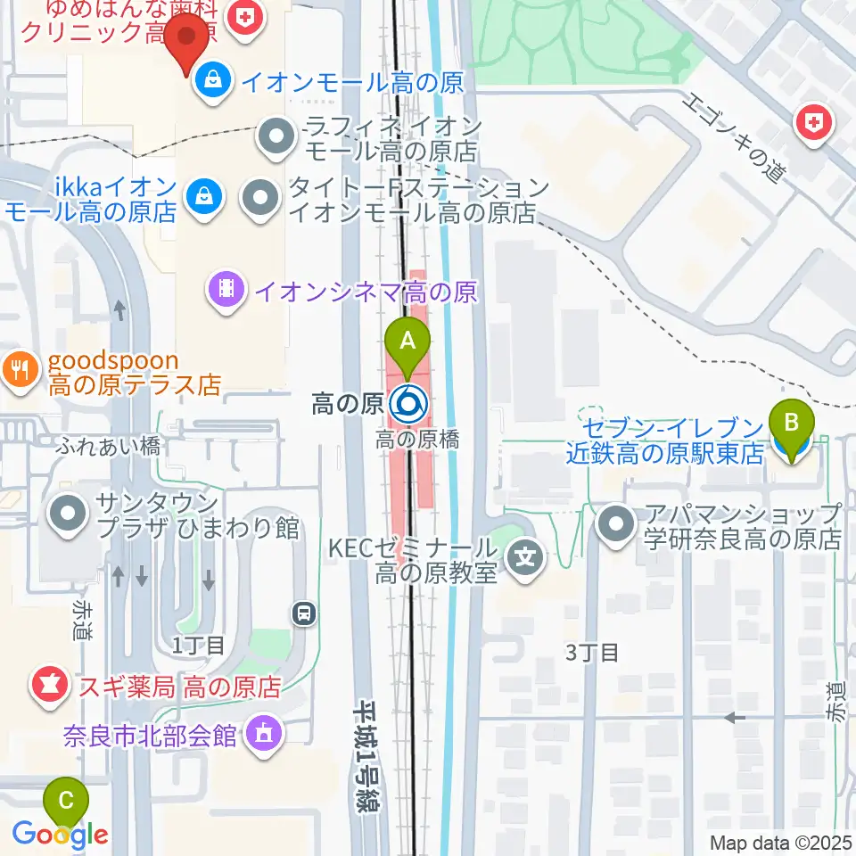 イオンシネマ高の原周辺のコンビニエンスストア一覧地図