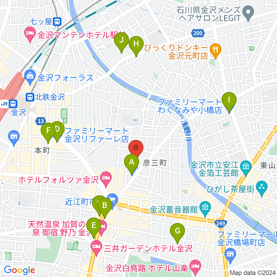 金沢Tsudoh周辺のコンビニエンスストア一覧地図