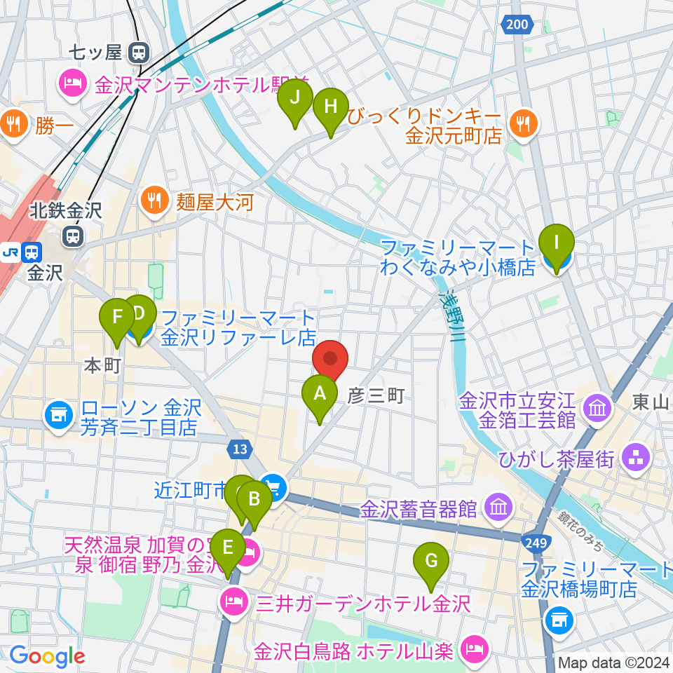 金沢Tsudoh周辺のコンビニエンスストア一覧地図